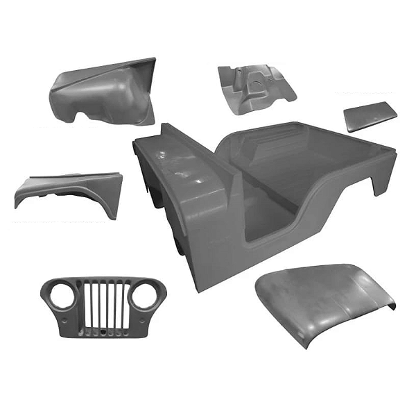 Carroceria em Fibra Cinza para Jeep Willys CJ5 1955 à 1983