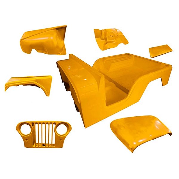 Carroceria em Fibra Amarela para Jeep Willys CJ5 1955 à 1983