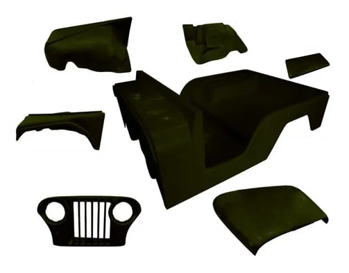 Carroceria em Fibra Preta para Jeep Willys CJ5 1955 à 1983