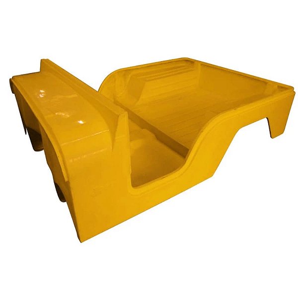 Caixote Carroceria Em Fibra Jeep Willys / Ford CJ5 na Cor Amarela