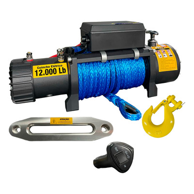 Guincho Elétrico 12v Para Até 12000 Libras 5443 Kg Com Cabo Sintético