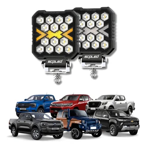 PAR FAROL DE MILHA QUADRADO COM DRL 50W SCP-1250S