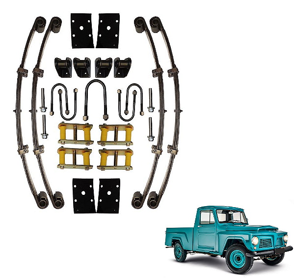 Kit Suspensão Feixe de Mola Toyota Bandeirante Para Pick Up 75 Ford / Willys Eixo Canela Fina