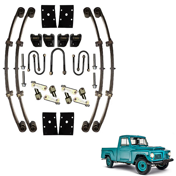 Kit Feixe Molas De Adaptação Para Suspensão Pick Up F75 Ford / Willys Canela Fina Jumelo Articulável
