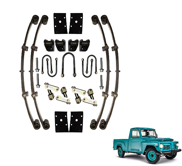 Kit Feixe Molas De Adaptação Para Suspensão Pick Up F75 Ford / Willys Canela Grossa Jumelo Articulável