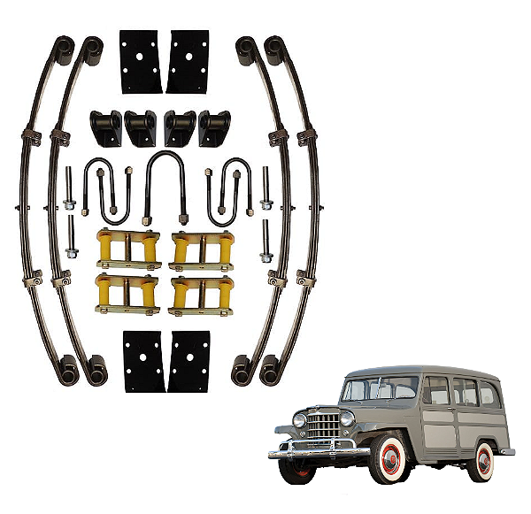 Kit Suspensão Feixe de Mola Toyota Bandeirante Para Rural Ford / Willys Eixo Canela Fina