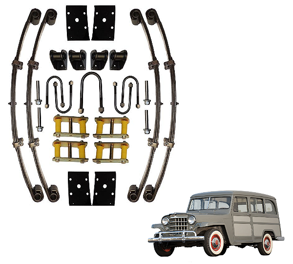 Kit Suspensão Feixe de Mola Toyota Bandeirante Rural Ford / Willys Eixo Canela Grossa