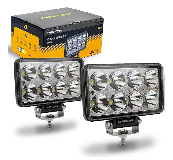 Farol Auxiliar TARPONN Retangular 8 LEDs 24W 9~60v 6000K -Par