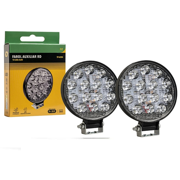 Farol Auxiliar RD 14 LEDs SLIM FIT 6000k 14 Smd 12/24v Tarponn - Par