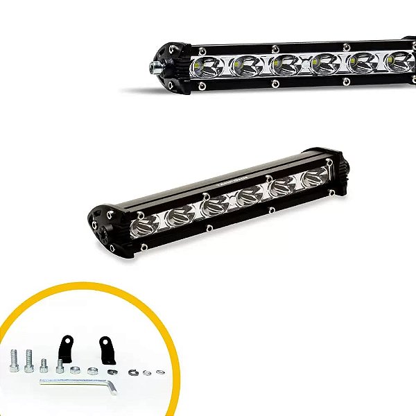 MINI BARRA DE LED SLIM 18,5CM 6 LEDS 18W FOCO ABERTO 9~36V BRANCO FRIO 6.000K - Par