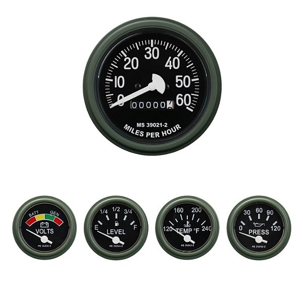 Conjunto de medidor 5 peças, velocímetro, combustível, água, pressão, bateria - preto, serve para HUMVEE