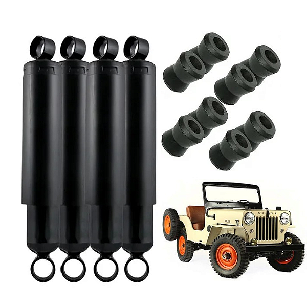 Kit 4 Amortecedores de Suspensão + Buchas Jeep Willys CJ3-B