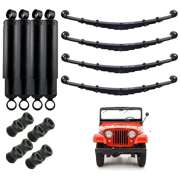 Kit Feixe Mola + Amortecedor Jeep CJ5 Ford Willys 1955 a 1983 Suspensão