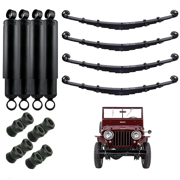 Kit Feixe Mola + Amortecedor Jeep Willys CJ2A CJ3A CJ3B 1948 a 1954
