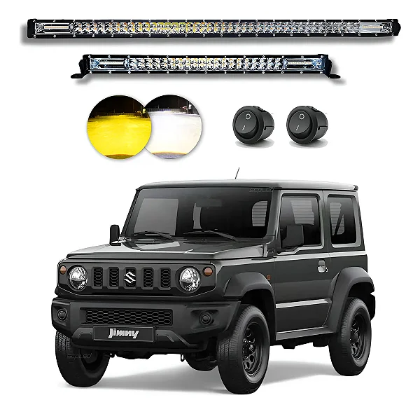 Barra Led Jimny 300w Teto E 186w Grade Dual Color Slim Kit Unidades