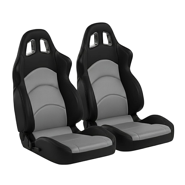 BANCO RALLYE DESIGN STRADALE EM COURVIN PRETO COM PRETO E CINZA