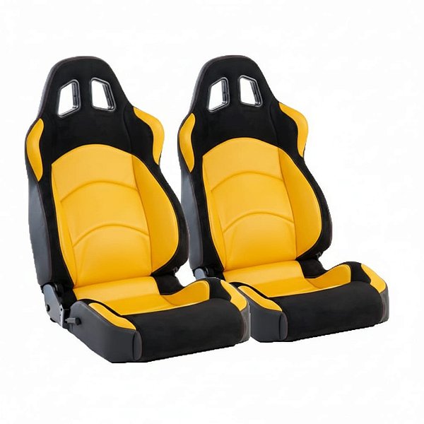 BANCO RALLYE DESIGN STRADALE EM COURVIN PRETO COM PRETO E AMARELO