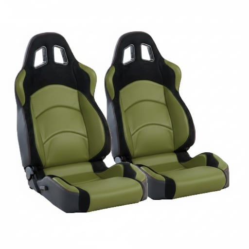 BANCO RALLYE DESIGN STRADALE EM COURVIN PRETO COM PRETO E VERDE MILITAR