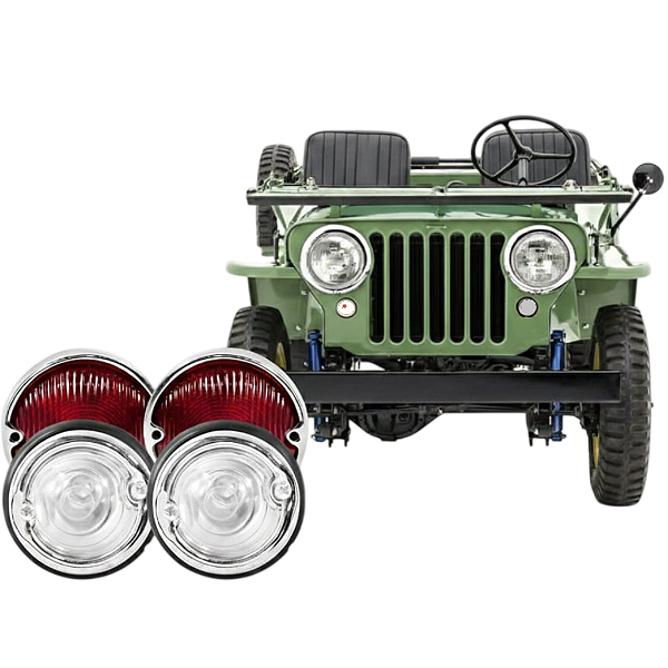 Kit Lanterna Traseira E Dianteira Jeep Cj2 Willys Ford Com Vigia