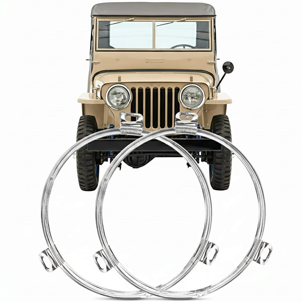 PAR ARO INTERNO CROMADO DO FAROL JEEP WILLYS CJ2A
