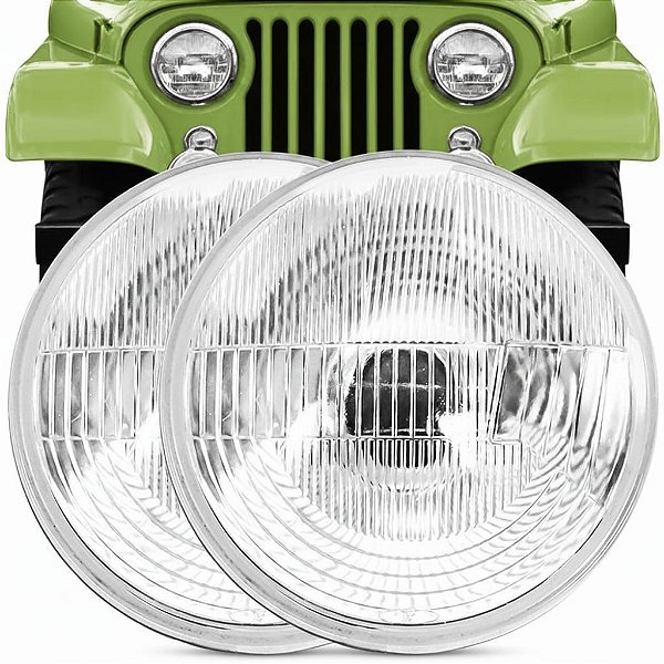 Par Farol Dianteiro Sealed Bean 75X50W 12V Jeep Willys 180mm