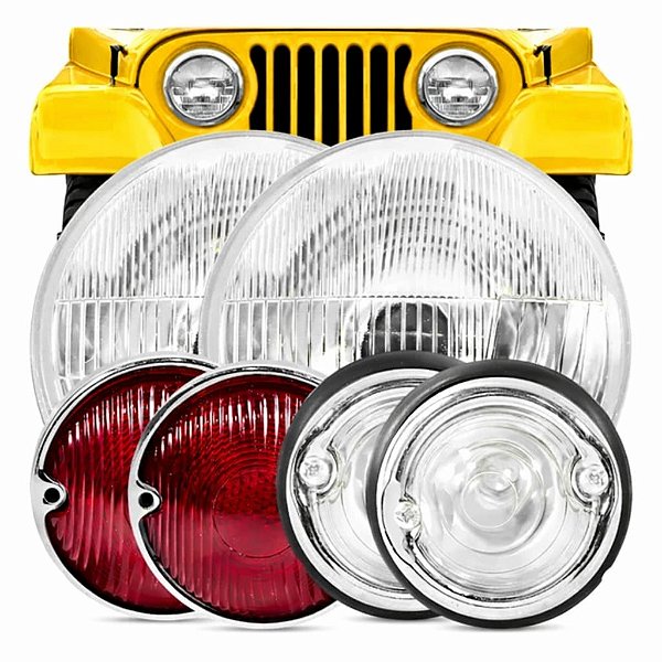 KIT DE ILUMINAÇÃO JEEP WILLYS / FORD CJ5 SEALED BEAN + LANTERNAS
