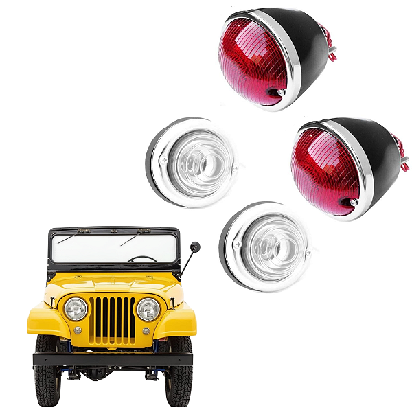 Kit Lanterna Dianteira Traseira Sem Vigia Jeep CJ5 Willys / Ford