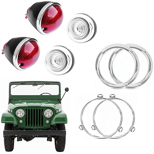 KIT LANTERNA DIANTEIRA E TRASEIRA SEM VIGIA + ARO INTERNO E EXTERNO DO FAROL