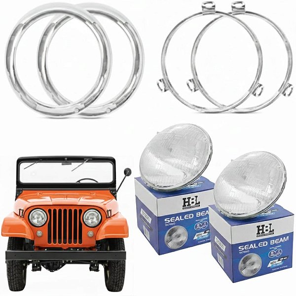 Kit Completo Farol Jeep Willys Ford CJ5 1955-1983