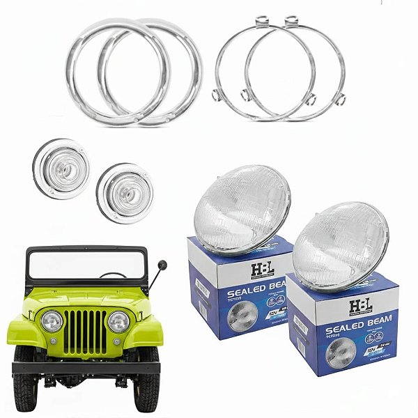 KIT COMPLETO DE ILUMINAÇÃO DIANTEIRA JEEP WILLYS / FORD CJ5