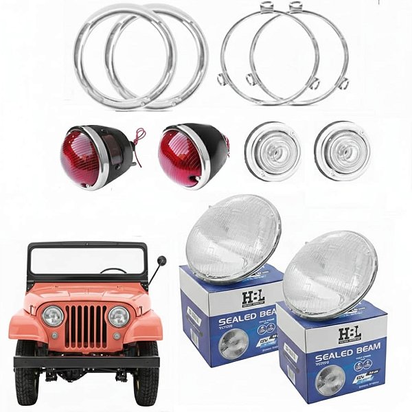 kit Iluminação Completo Para Jeep CJ5 Ford / Willys 1955 a 1983
