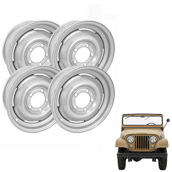 JOGO DE RODA ORIGINAL PARA JEEP WILLYS / FORD ARO 16X6 / 5 FUROS 4 UNIDADES
