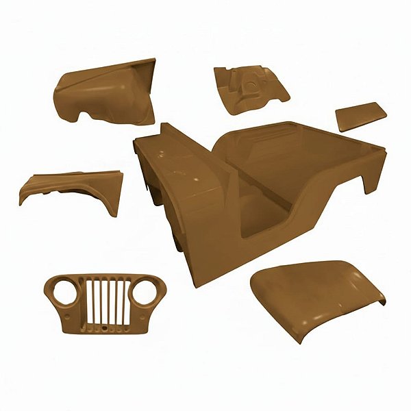 Carroceria em Fibra Marrom Jeep Willys CJ5 1955 à 1983