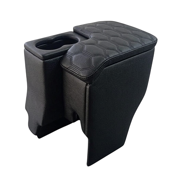 Console Apoio de Braço Troller T4 2015 a 2021 Couro Preto com Costura Matelassê