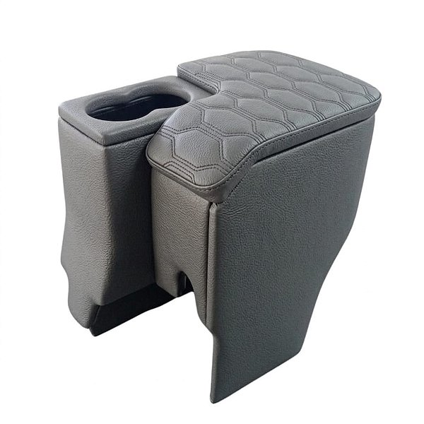 Console Apoio de Braço Troller T4 2015 a 2021 Couro Cinza com Costura Matelassê