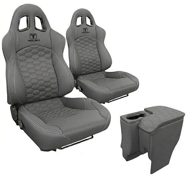 BANCO PARA TROLLER RALLYE DESIGN STRADALE EM COURO (PAR) + CONSOLE CINZA