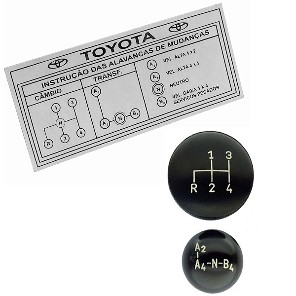 JOGO DE BOLA DE CÂMBIO + PLAQUETA TOYOTA BANDEIRANTES 4 MARCHAS RED 4X4