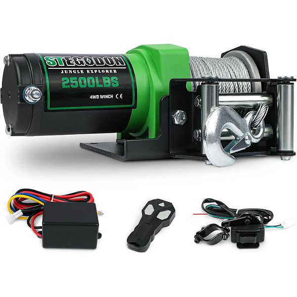 Guincho Elétrico de Aço 12V 4500LBS - Prova D'água IP67 (Verde)