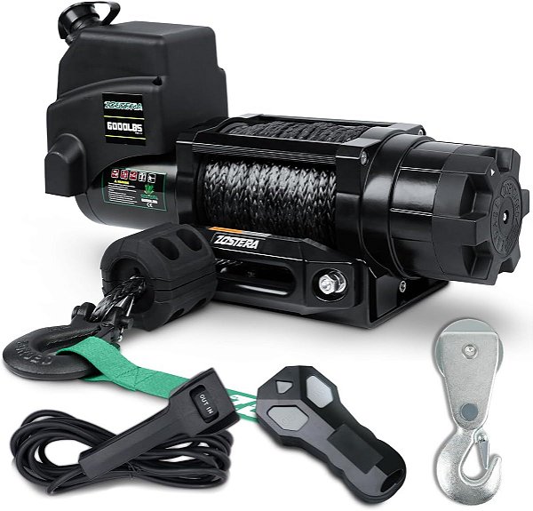 Guincho Elétrico Zostra 12V 2721 kg com Cabo Sintético – Para ATV, UTV, Barcos e Off-Road