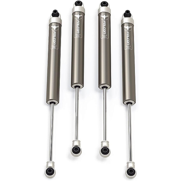 Kit de Amortecedores Monotubo Falcon 1.1 para Jeep Gladiator JT – Jogo Completo (Elevação de 5 a 8,88 cm / 2" a 3.5") – Acabamento Prata