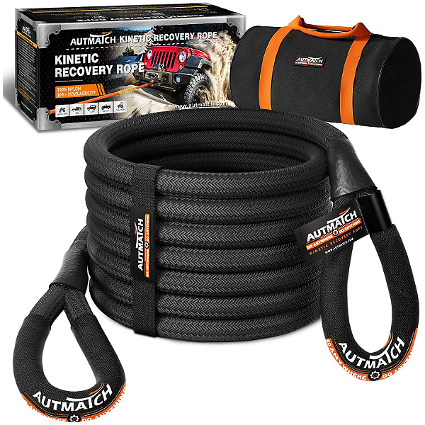 Corda de Reboque Cinética (Kinetic Recovery Rope) AUTMATCH 1" x 7.5m - Resistência 15.8 Toneladas