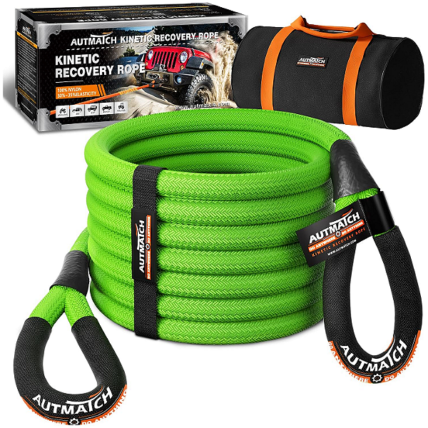 Corda de Reboque Cinética (Kinetic Recovery Rope) AUTMATCH 1" x 7.5m - Resistência 15.8 Toneladas
