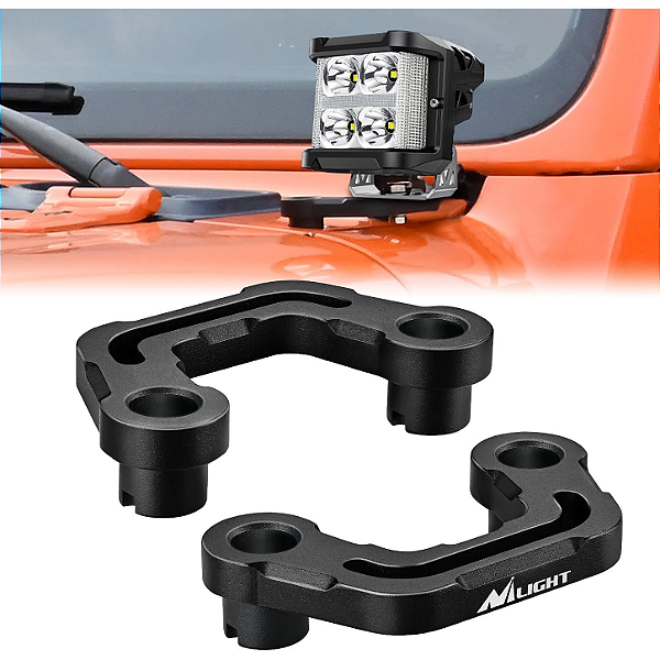 Suporte de Montagem de Luz no Capô Nilight (Coluna A) – Jeep Wrangler JL/JLU e Gladiator JT