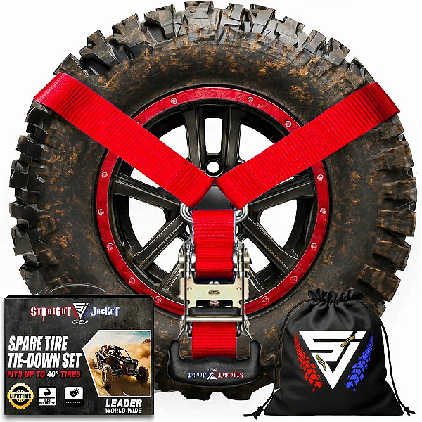 Cinta Catraca 3 Vias em Y para Fixação de Estepe – Heavy-Duty (Até 40" / 101 cm) -Vermelho