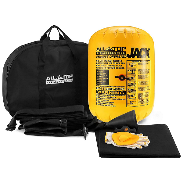 Macaco Inflável Off-Road ALL-TOP 4 Toneladas (78 cm de Elevação) – Sistema Duplo: Exaustão e Compressor de Ar