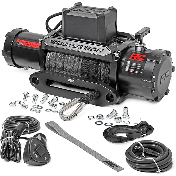 Guincho Elétrico Rough Country Série PRO 12.000 lbs (5.443 kg) – Corda Sintética