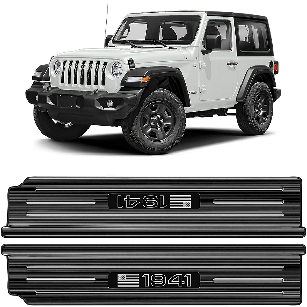 Protetores Soleira de Porta em Aço Inox — Jeep Wrangler JL/JLU (2018-2026) e Gladiator JT (2020-2026)