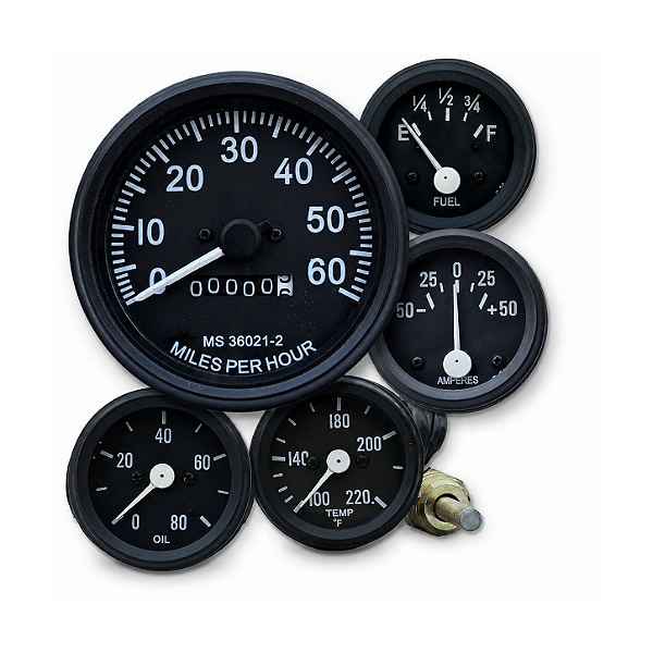 Kit Medidores Jeep Willys 0-60 MPH Ford GPW M38 Aro Preto