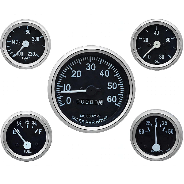 Kit Medidores Jeep Willys 0-60 MPH CJ2A CJ3A CJ3B Aro Cromado 12V
