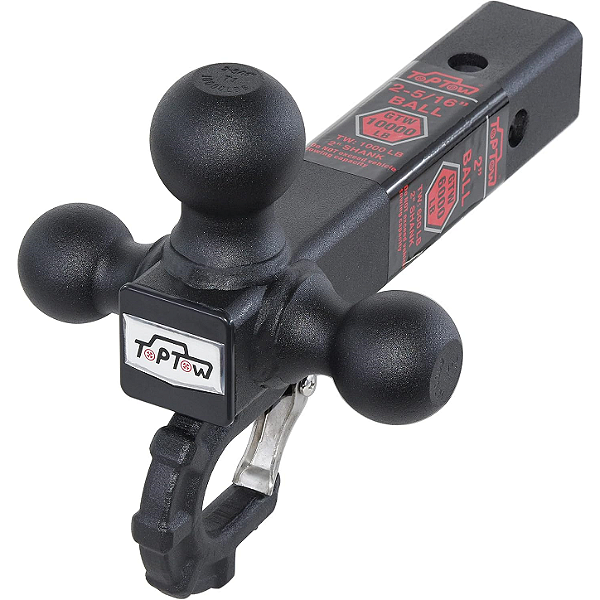 Engate Tri-Ball com Gancho de Reboque Preto Fosco TOPTOW 2"